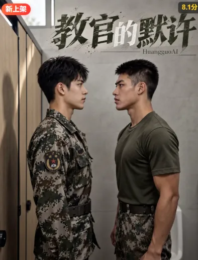 训练场边士兵与教官对视的成长题材短剧海报